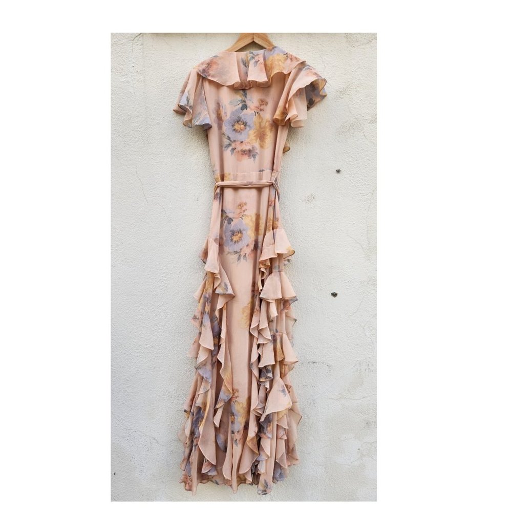 Lauren Ralph Lauren Floral Crinkled Georgette Gown in Blush Multi - Picture 3 of 8